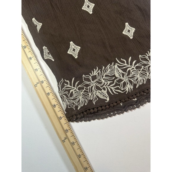 SUNDANCE Women MEDIUM Brown Embroidered Le Meridien Wide Leg Palazzo Crop Pants - Picture 12 of 12